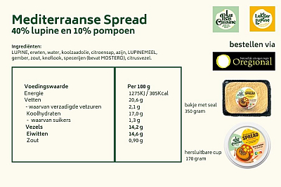 Mediterraanse spread Lupine bonen VEGAN 350 gram  (lokaal, eerlijk en eiwitrijk) NIEUW PRODUCT