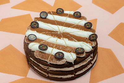 Sinaasappel choco taart Vegan trashure taart gesneden 10 GROTE punten * 2 dagen besteltijd