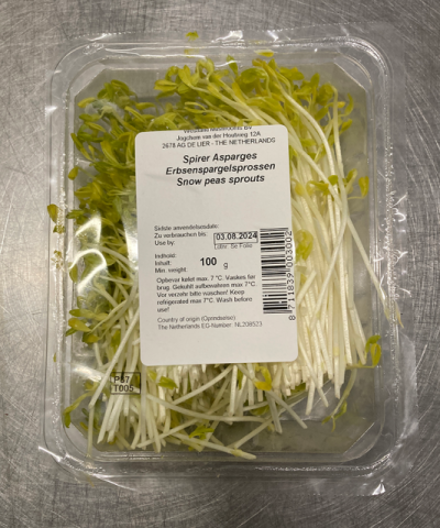 Erwt / asperge scheuten 100 gram ==> lastig verkrijgbaar wordt Radijssla