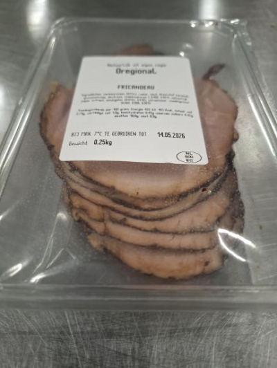 NIEUW Gebraden fricandeau gesneden à 250 gram ca 18 plakken THT ca 10 dag *(minder zout)
